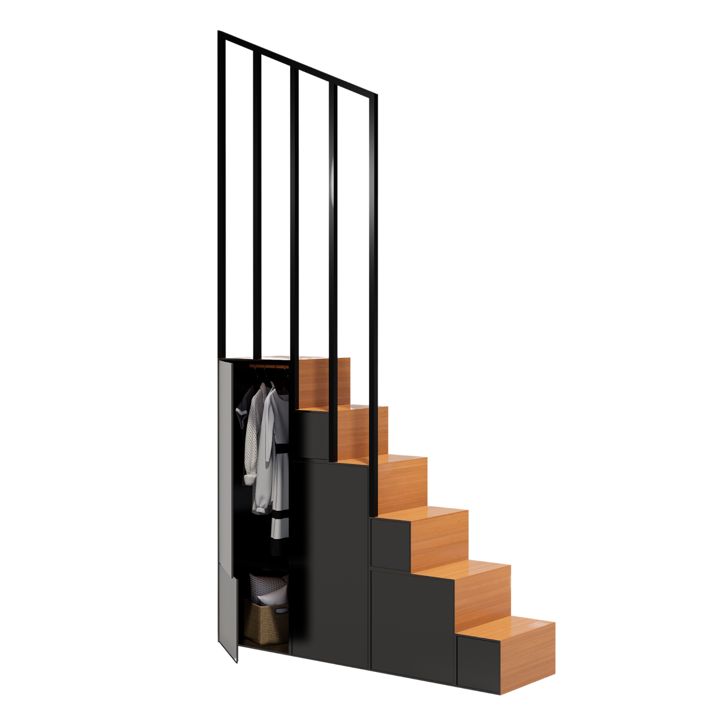 Engineered Bamboo Storage Stairs with Railings