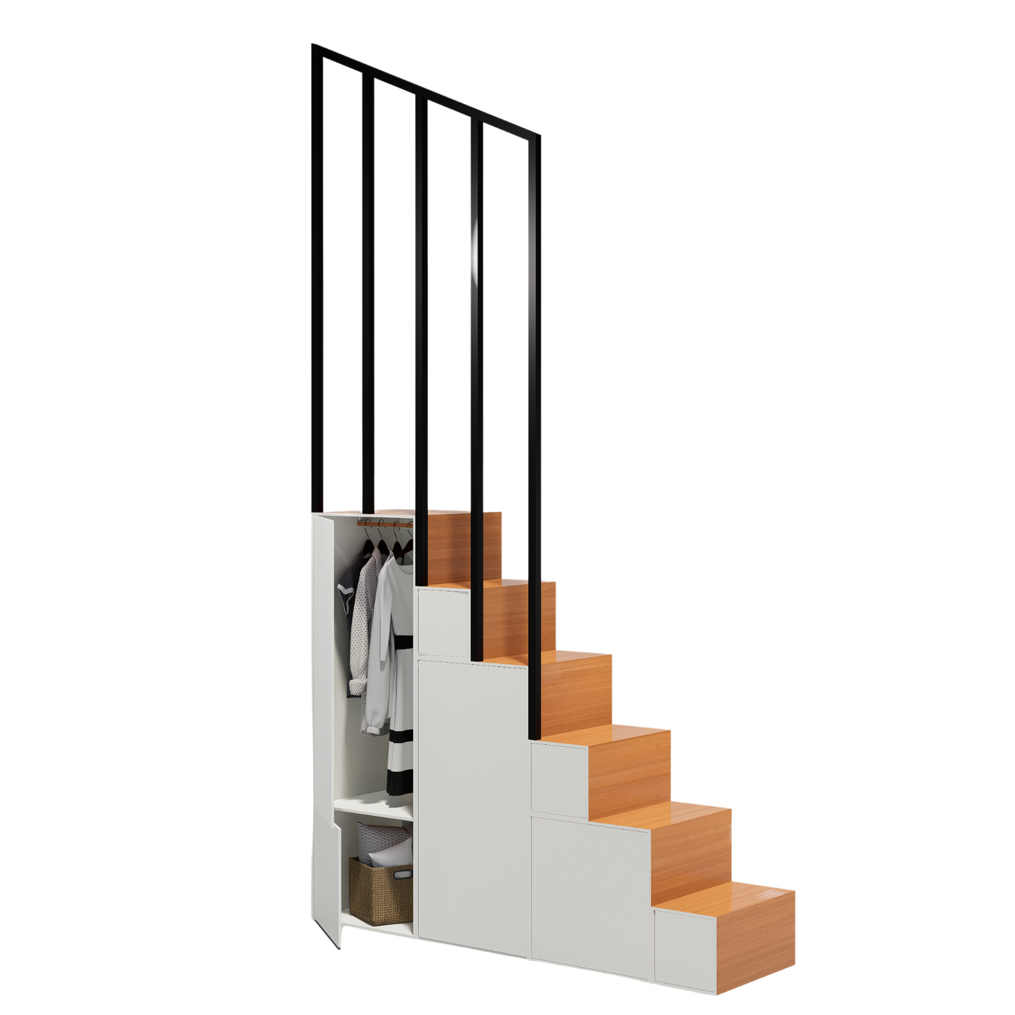 Engineered Bamboo Storage Stairs with Railings